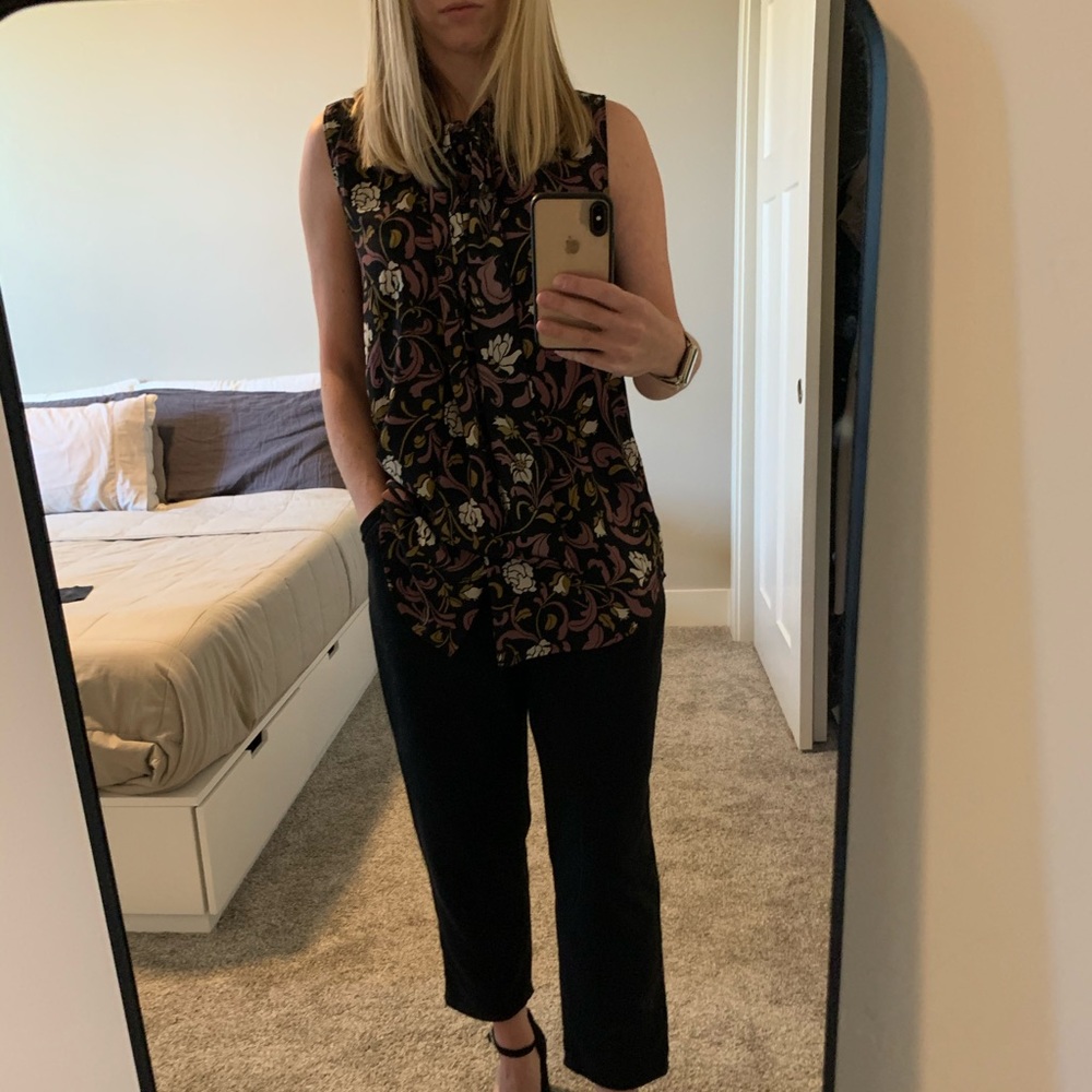 LOFT Floral Black Tank Top